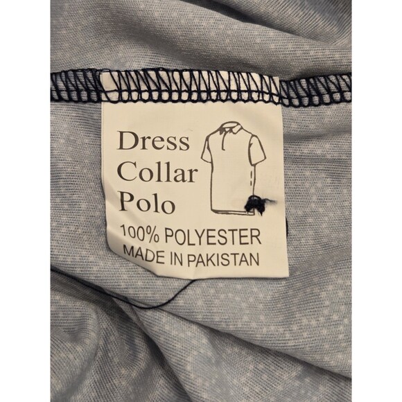 NWOT Collars & Co Mens M Dress Collar Polo Shirt Navy Geo Dot Spheres Circles - Picture 6 of 7